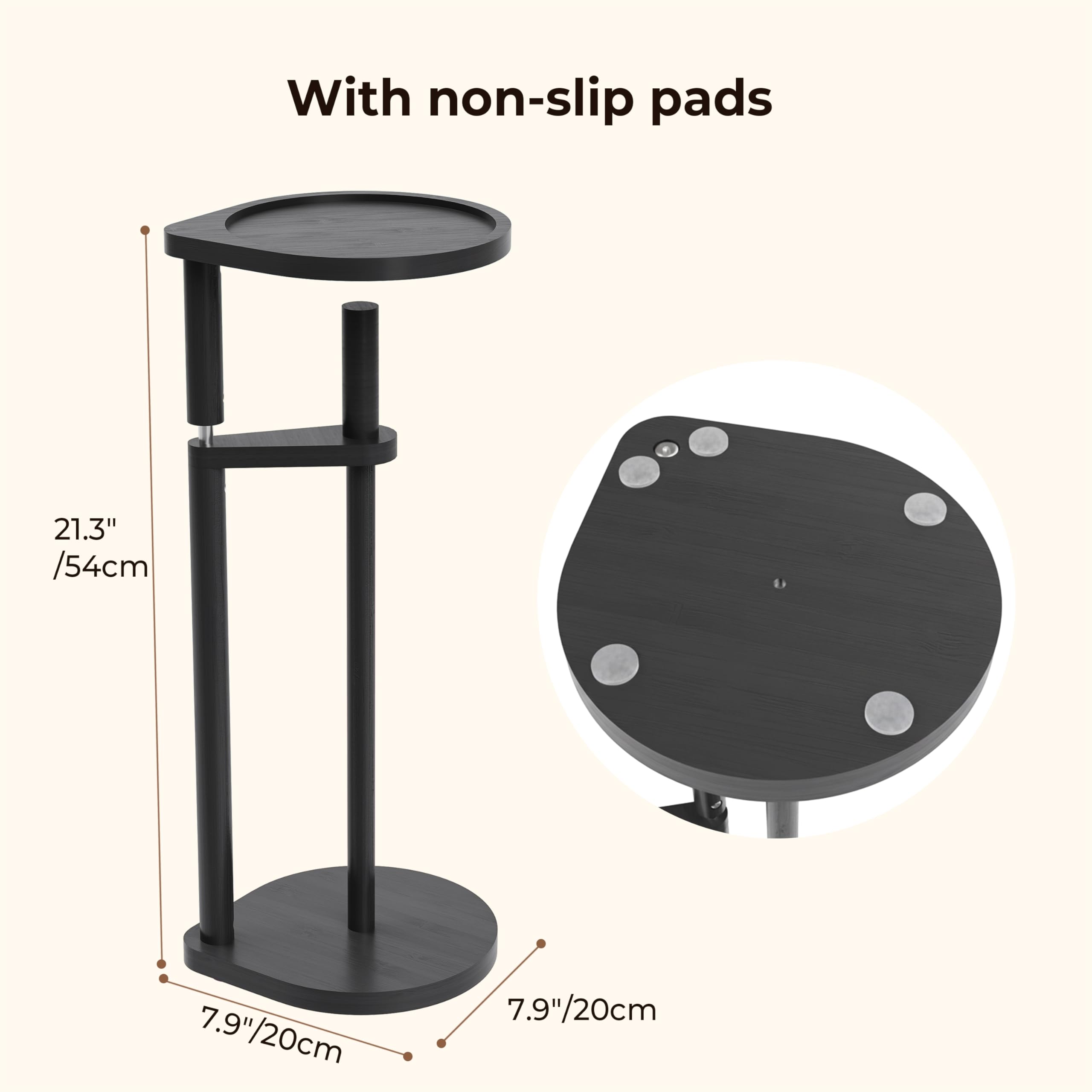 Wealone Bamboo Toilet Paper Holder Stand – Freestanding Black Finish, Holds 3 Rolls, With Shelf For Phone Or Plants, Anti-Slip Base