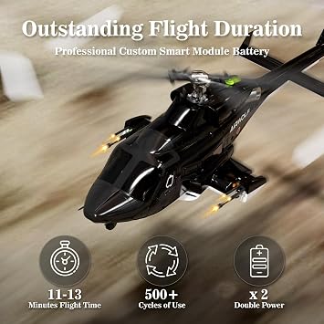 RTF Airwolf RC Helicopter - 27:1 Scale Collectible Remote Control Helicopter with Auto-Hover, 6CH Control & Dual Batteries for Adults Beginners,TV-Accurate Air Wolf Series Model