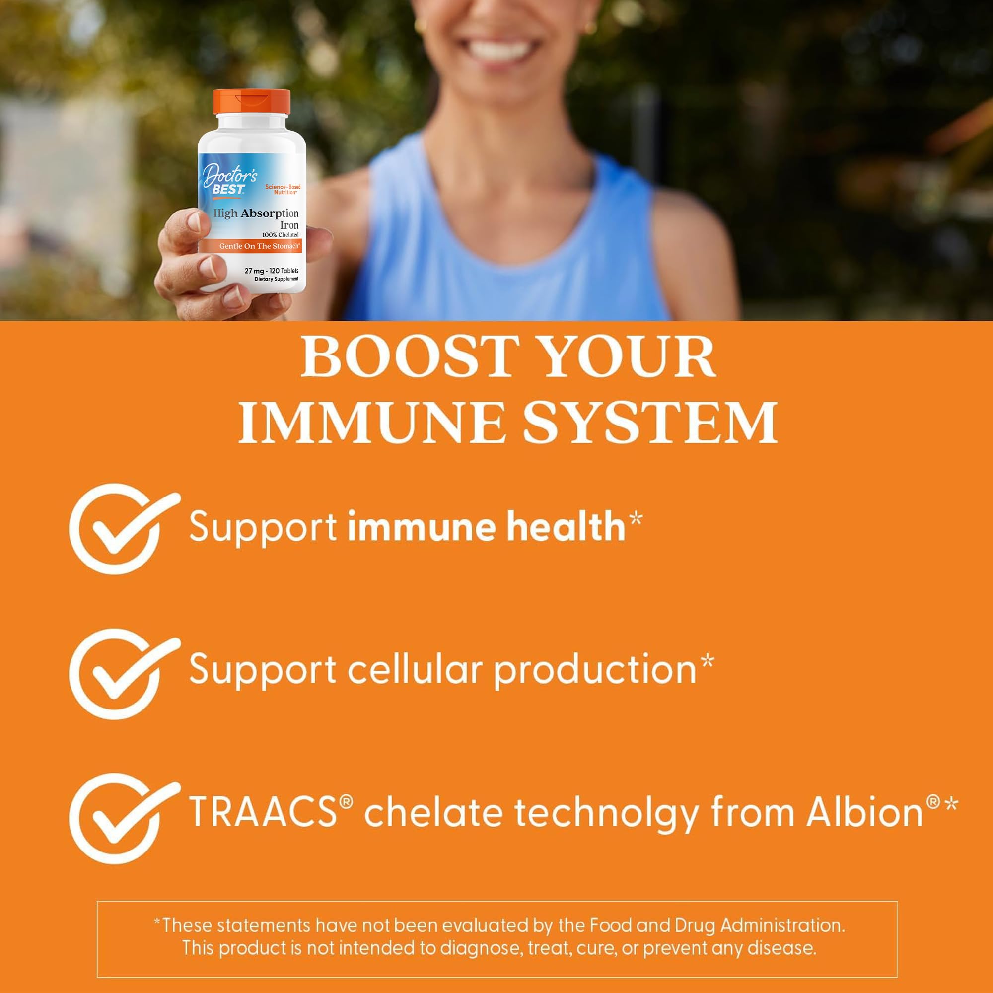 Doctor's Best Chelated Iron Supplement with Ferrochel, 27 mg, 120 Tablets — Amazon image 4