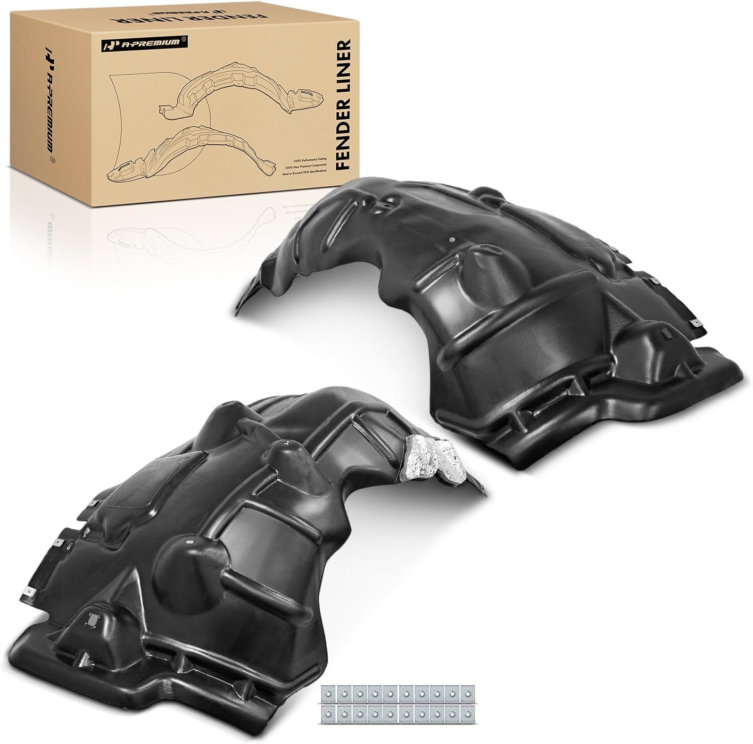A-Premium Pair Front Inner Fenders Liner Splash Shield Set with Clips - Compatible with Ram 1500 2019-2024 - Factory Fresh (PE), Not Refurbished or Recycled