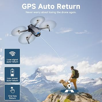 GPS Drone with 4K Camera, 1640ft Range FPV Video Transmission RC Quadcopter | 4k FPV Drones with Brushless Motor, HDR Video, 48 Mins Flight, Auto Return, Follow Me, Waypoint Fly for Kids Adult Beginners