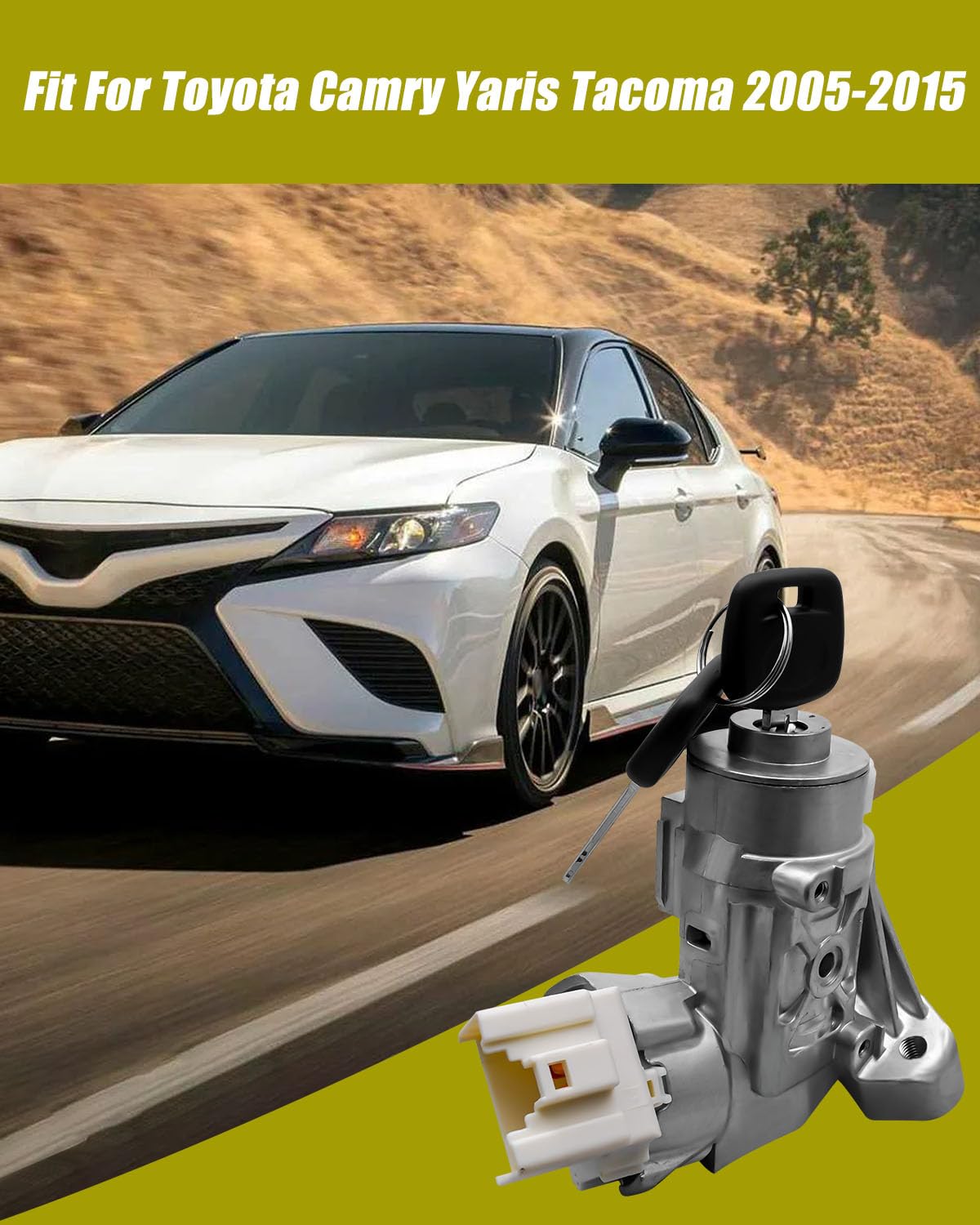 Ignition Lock Cylinder Switch Assembly w/ 2 Keys Replace 45020-22-16 450202216, Fit for Toyota Camry Yaris Tacoma 2005 2006 2007 2008 2009 2010 2011 2012 2013 2014 2015