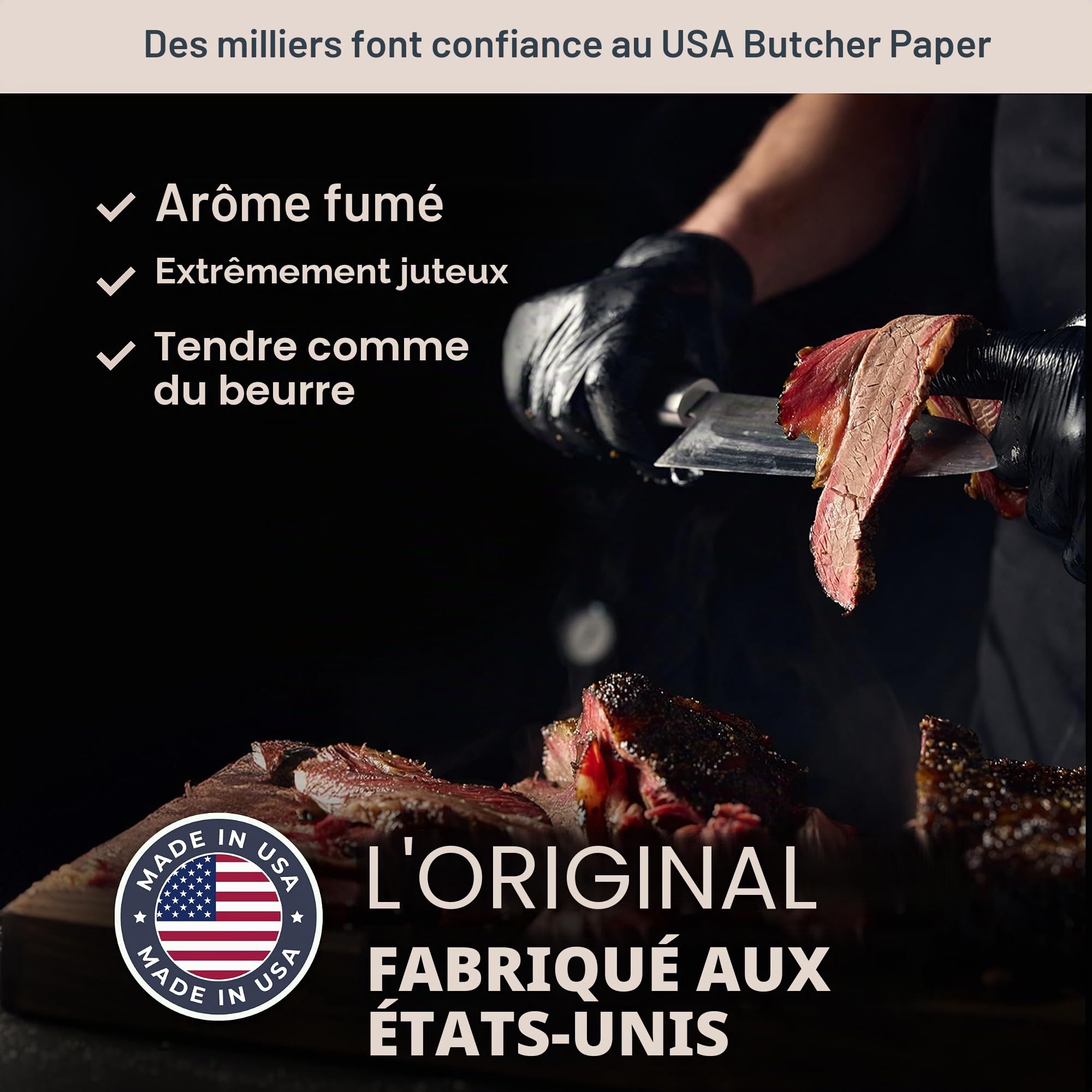 HOLY SMOKE USA Butcher Paper 60 cm x 30 m – Papier boucher pour griller de la viande juteuse grâce au barbecue Low & Slow – Fabriqué aux États-Unis