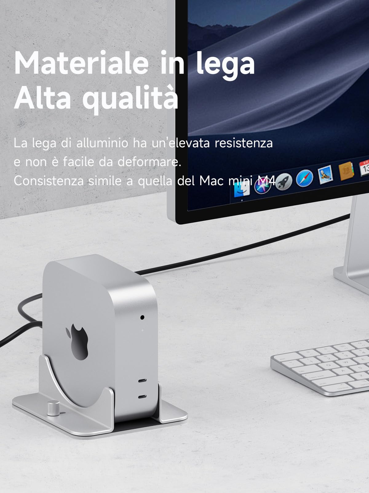 Hagibis Supporto verticale per Mac Mini M4, in lega di alluminio, supporto antiscivolo per computer, compatibile con chip M4, Mac Mini Pro