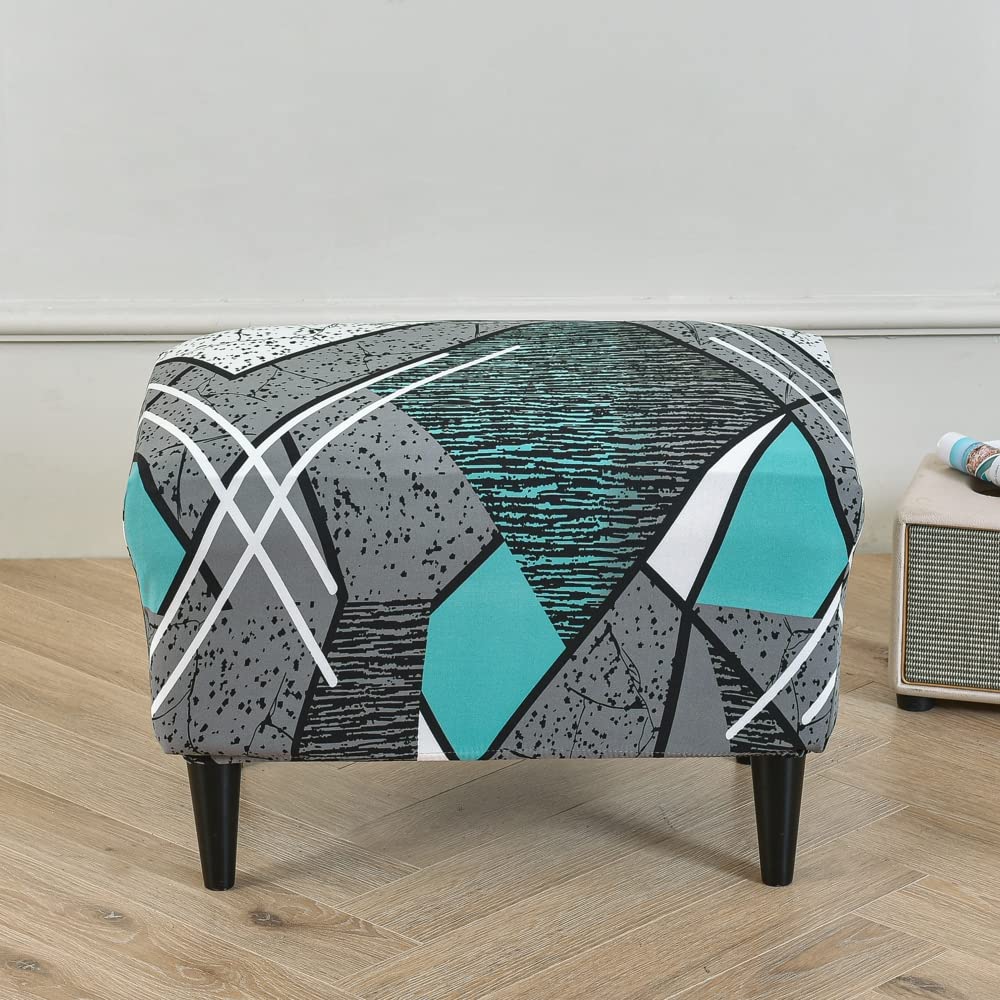 Tebeu88 Style 21 Stretch Footstool Slipcover, Stool Protector Cover With Elastic Bottom, Dustproof Removable Washable Footrest Pouffe Covers (Style 21)