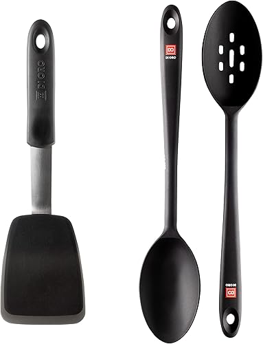 DI ORO - Juego de espátula y cuchara de silicona de 3 piezas, utensilios de cocina resistentes al calor de 600 F, aptos para lavavajillas y
