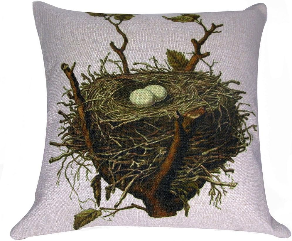 Bird Nest Decorative Throw Pillow Cover 18" x 18
