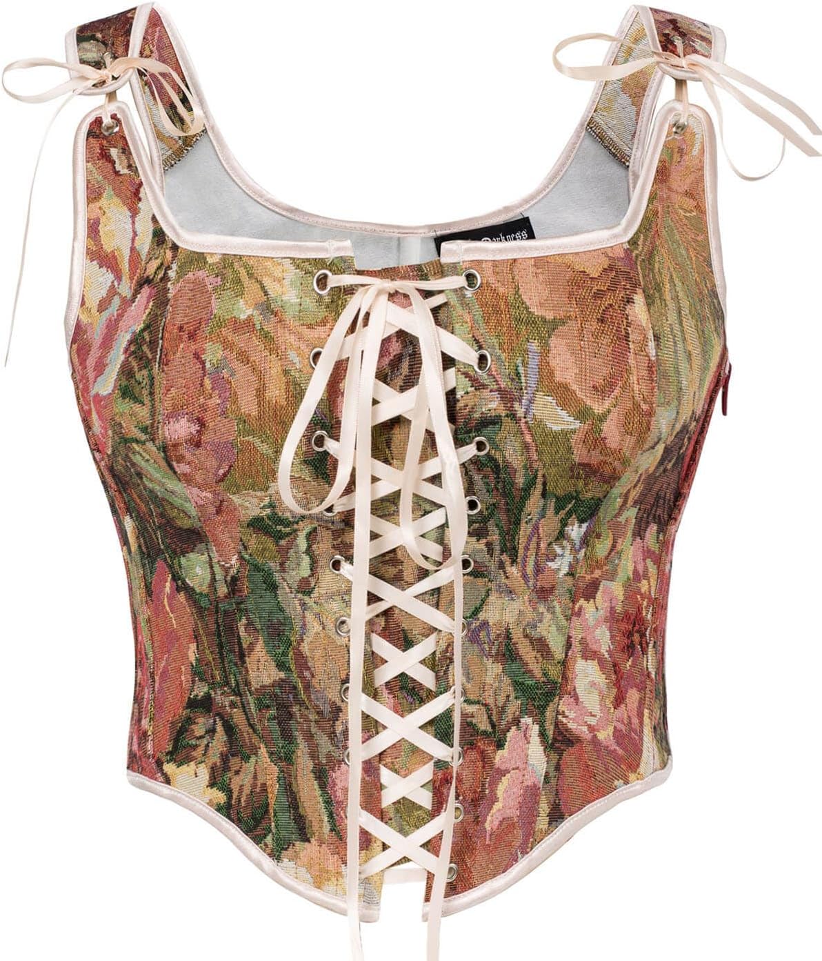 Scarlet Darkness Corset Tops for Women Renaissance Lace Up Floral Overbust Boned Bustier Bodice