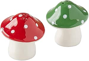 Design Imports DII Ceramic Salt &amp; Pepper Shaker Set, Mushrooms