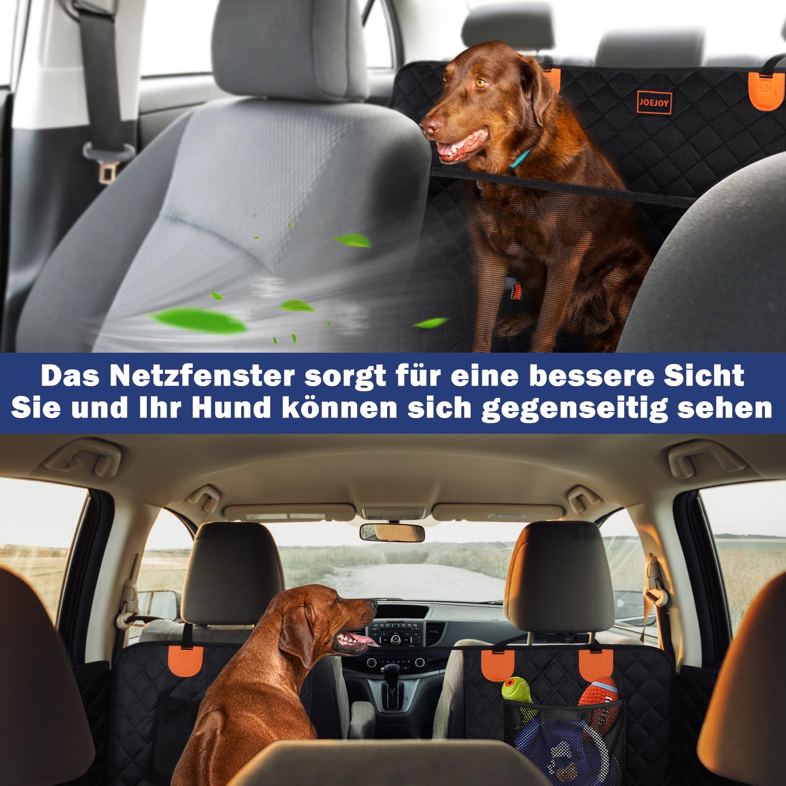 JOEJOY Coprisedile Auto per Cani, Estensore per Sedile Posteriore per Cani, Coprisedile Posteriore Auto per Grandi Fondo Rigido, Telo Auto per Cani Antigraffio Impermeabile Amaca per Cani, Nero