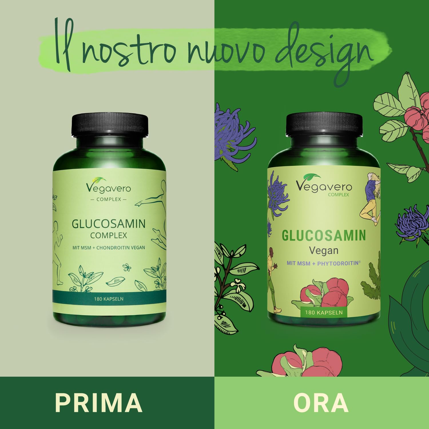 Glucosamina Condroitina Complex VEGAN | con MSM, Artiglio del diavolo, Zinco e Vit C | Integratore Articolazioni | Alto dosaggio di Glucosamin Solfato | Cruelty Free e Senza Additivi | Vegavero