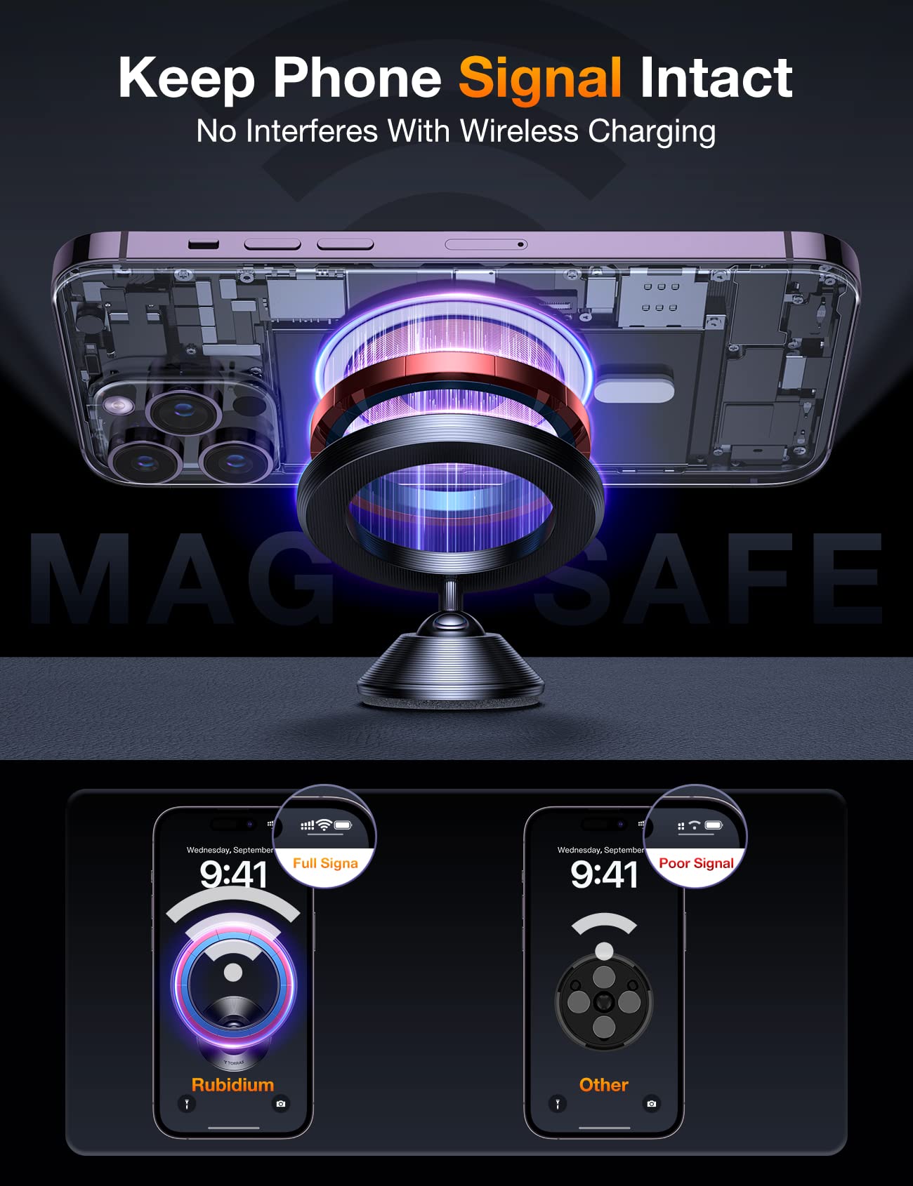 TORRAS MagSafe Car Mount [All Metal & Ultra Durable] Magnetic Phone Holder for Car Dashboard, [Easily Install] Cell Phone Holder Car, Mini Car Phone Holder for iPhone 14 13 12 Pro Max Plus All Phones