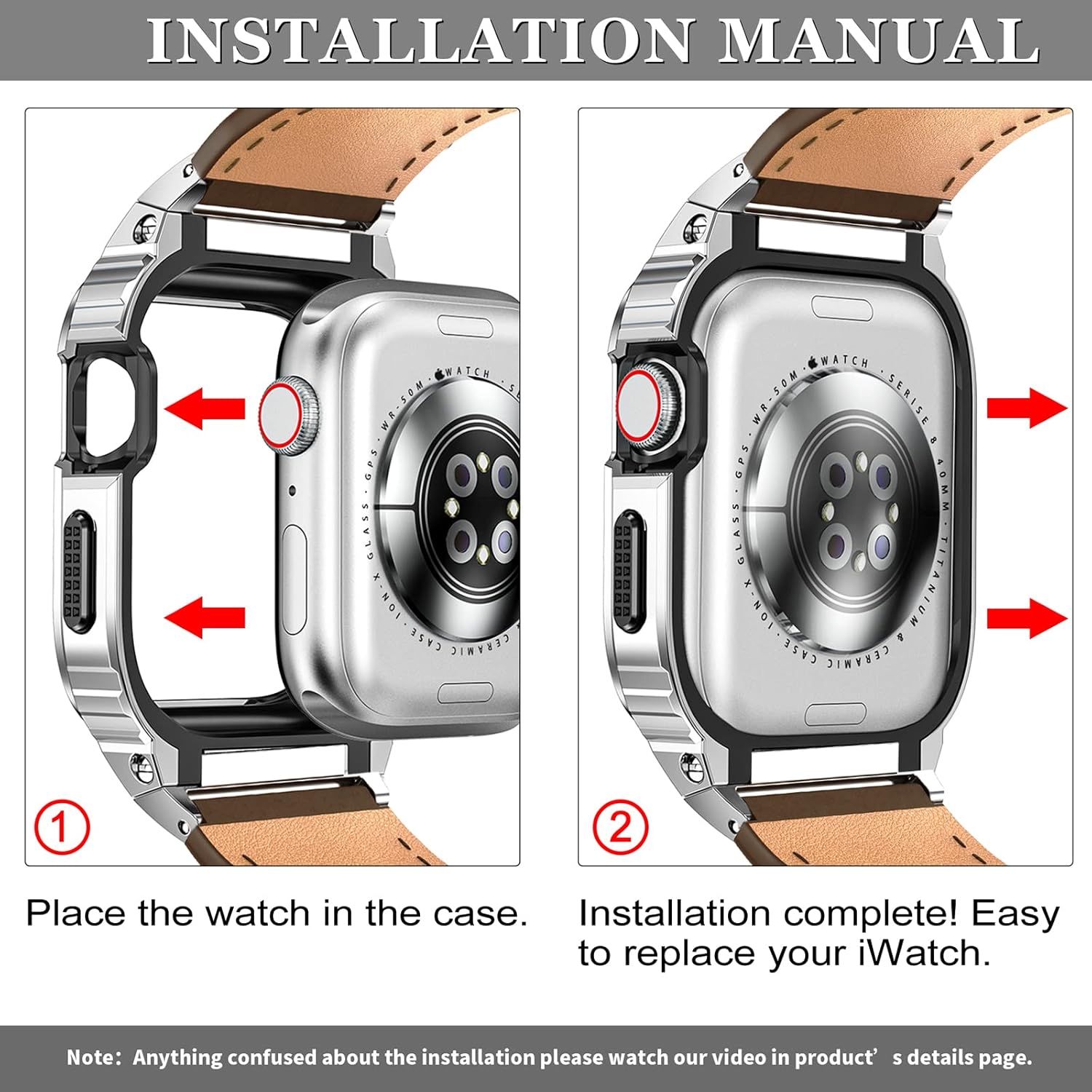 SUPLINK Leather Band with Stainless Steel Case for Apple Watch Ultra 3/2/1 & SE 3/2/1 & Series 11 10 9 8 7 6 5 4 3 2 1 49mm 46mm 45mm 44mm 42mm 41mm 40mm 38mm,Rugged Bumper for Men - Image 7