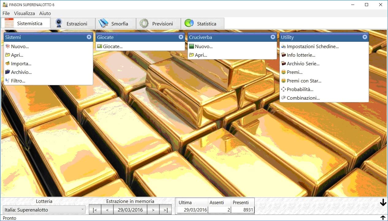 SUPERENALOTTO 6 - il software per sviluppare i sistemi migliori per il superenalotto