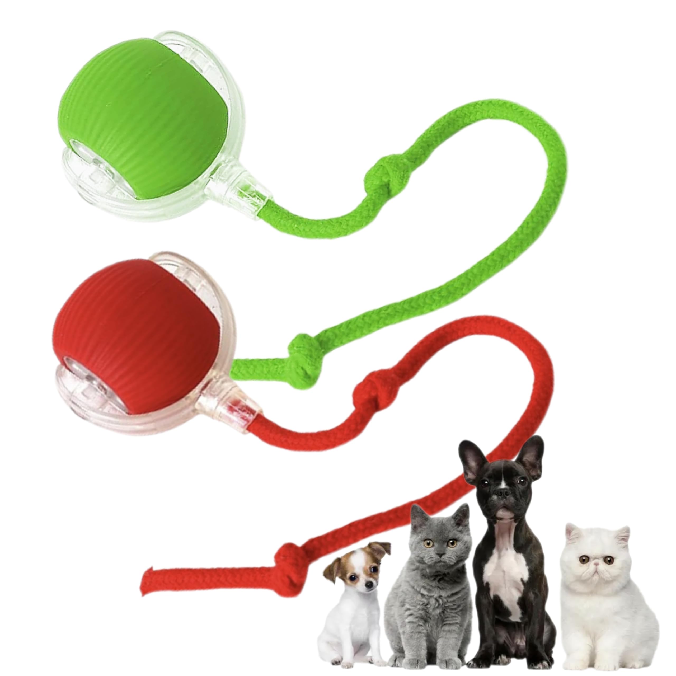 2 Packs Interactive Cat Toy,Electric DogBall Toy,Cat Toys For Indoor Cats,Chewie Viral Dog Ball,Adjustable Sports Rolling Toy,Electric Rolling Ball Christmas Birthday Gift for Pets.(Red&Green)