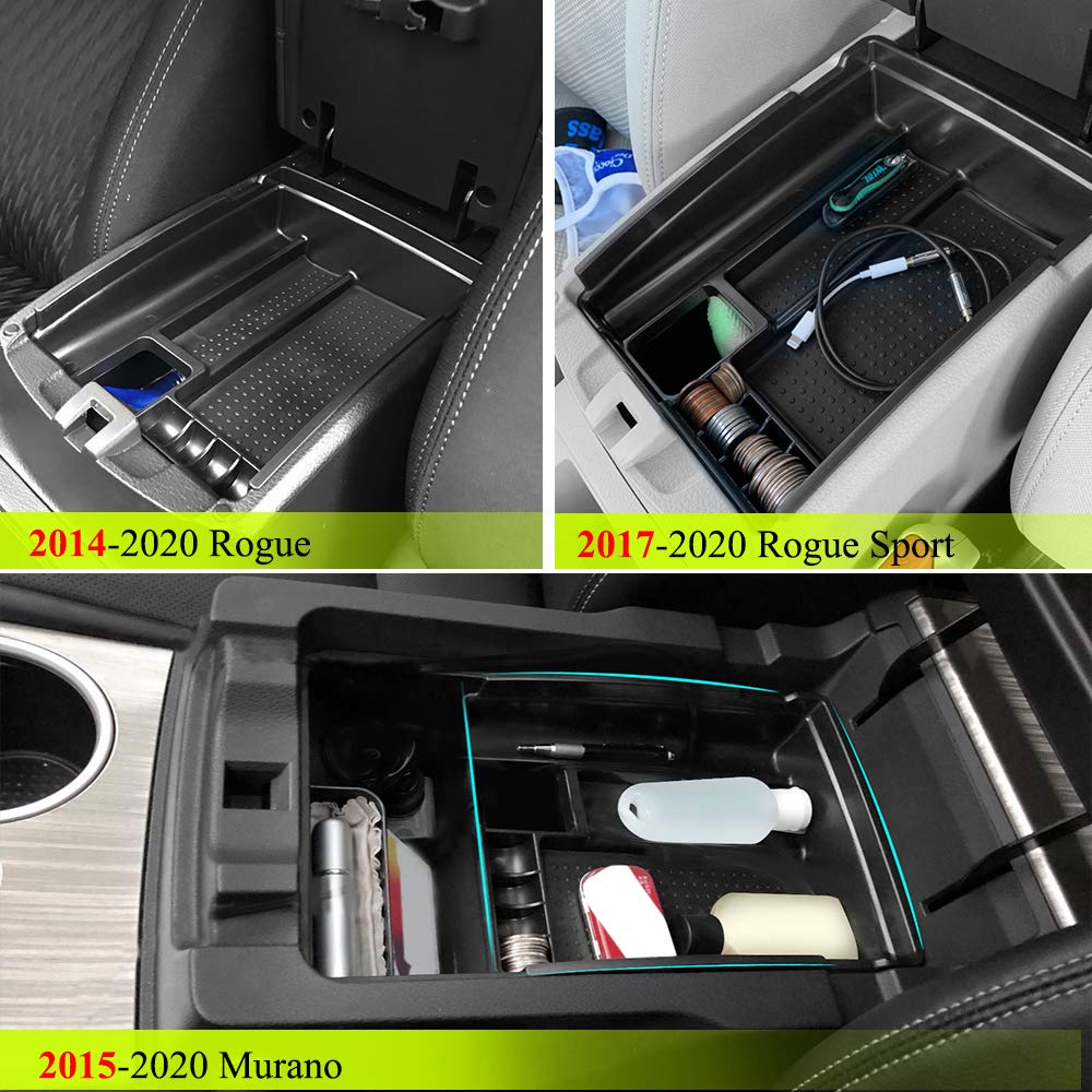 VESUL Center Console Organizer Storage Box Fit for Nissan Rogue 2014-2020 Rogue Sport 2017-2021 Murano 2015-2022 ABS Insert Tray Organizer Glove Pallet