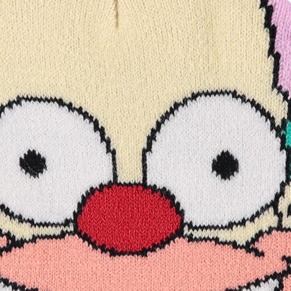 The Simpsons Krusty Beanie Hat Krusty The Clown Homer Bart and Lisa Hat - Hey, Hey, Kids! Adults Beanie (Green Pink)