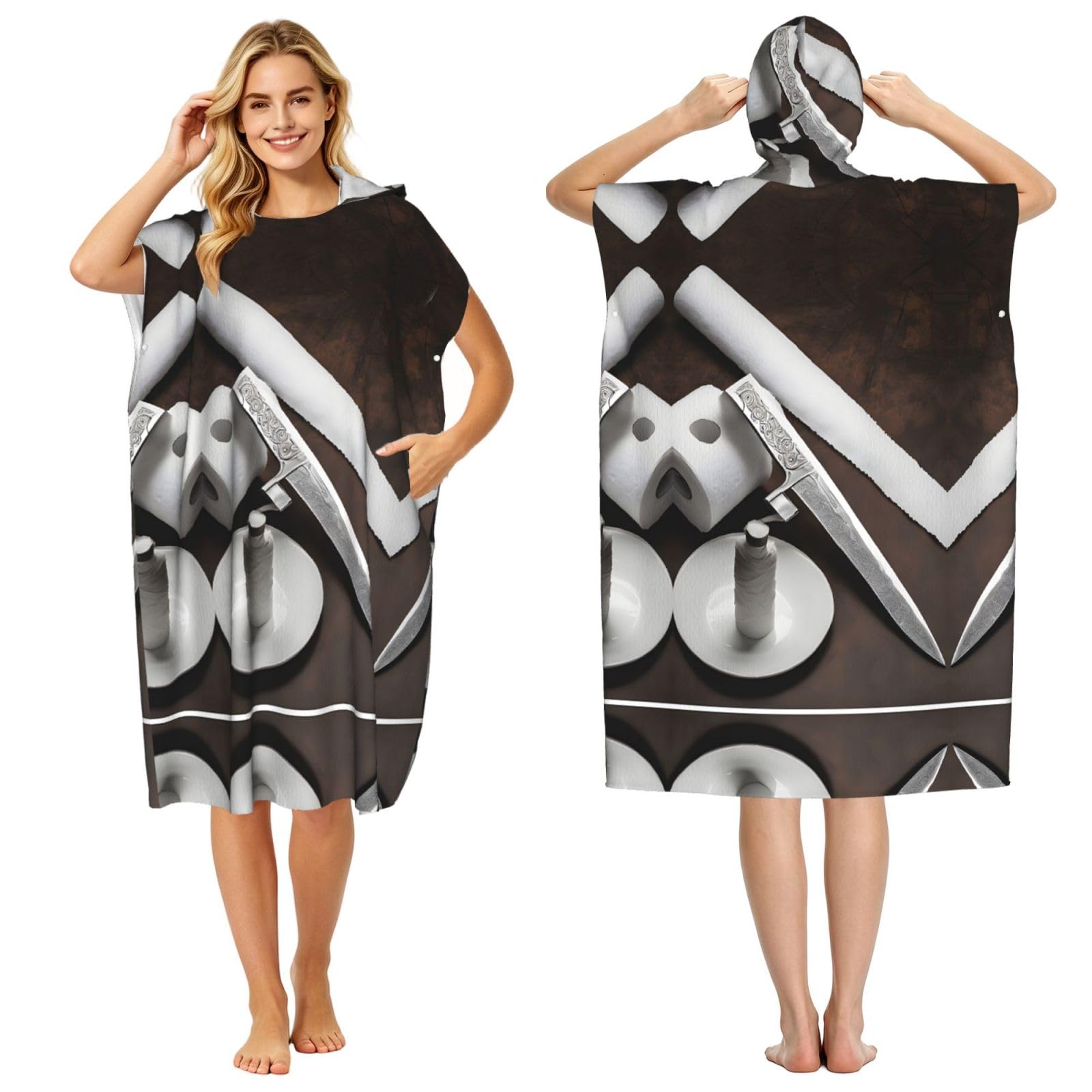 Poncho à capuche pour adulte pour se changer facilement à la plage et piscine