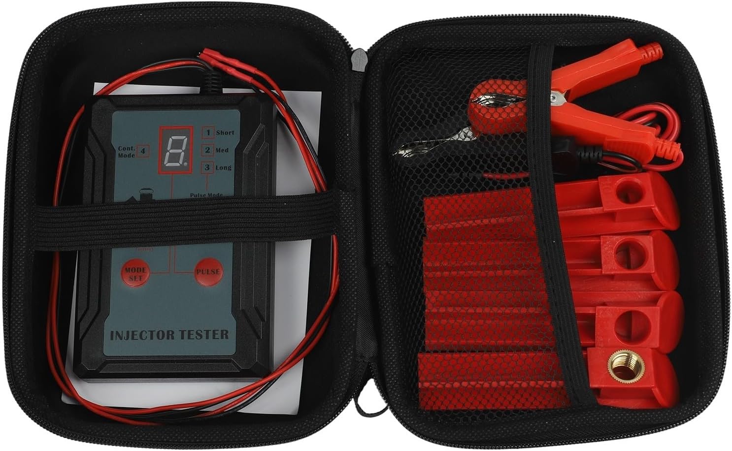 Fuel Injector Tester And Cleaner Tool With Dual Channel Operation, 8 Pulse Modes For Precise Automotive Diagnostics, Includes 4 Size Adapters Compatible With Various Fuel Injector Types