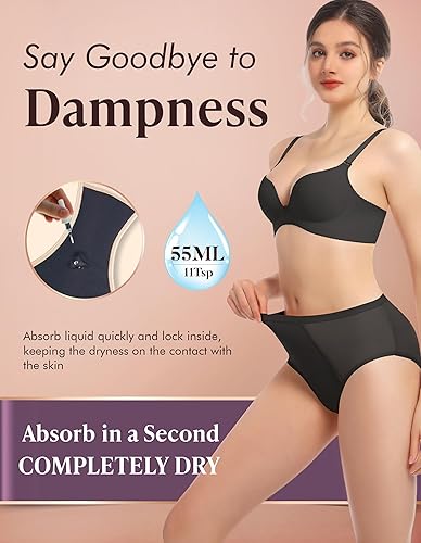 Miniatura 2 de AIRCUTE Ropa interior lavable para mujer, para incontinencia orina, a prueba de fugas, para fugas de vejiga posparto, con absorción de 1.7 fl oz,