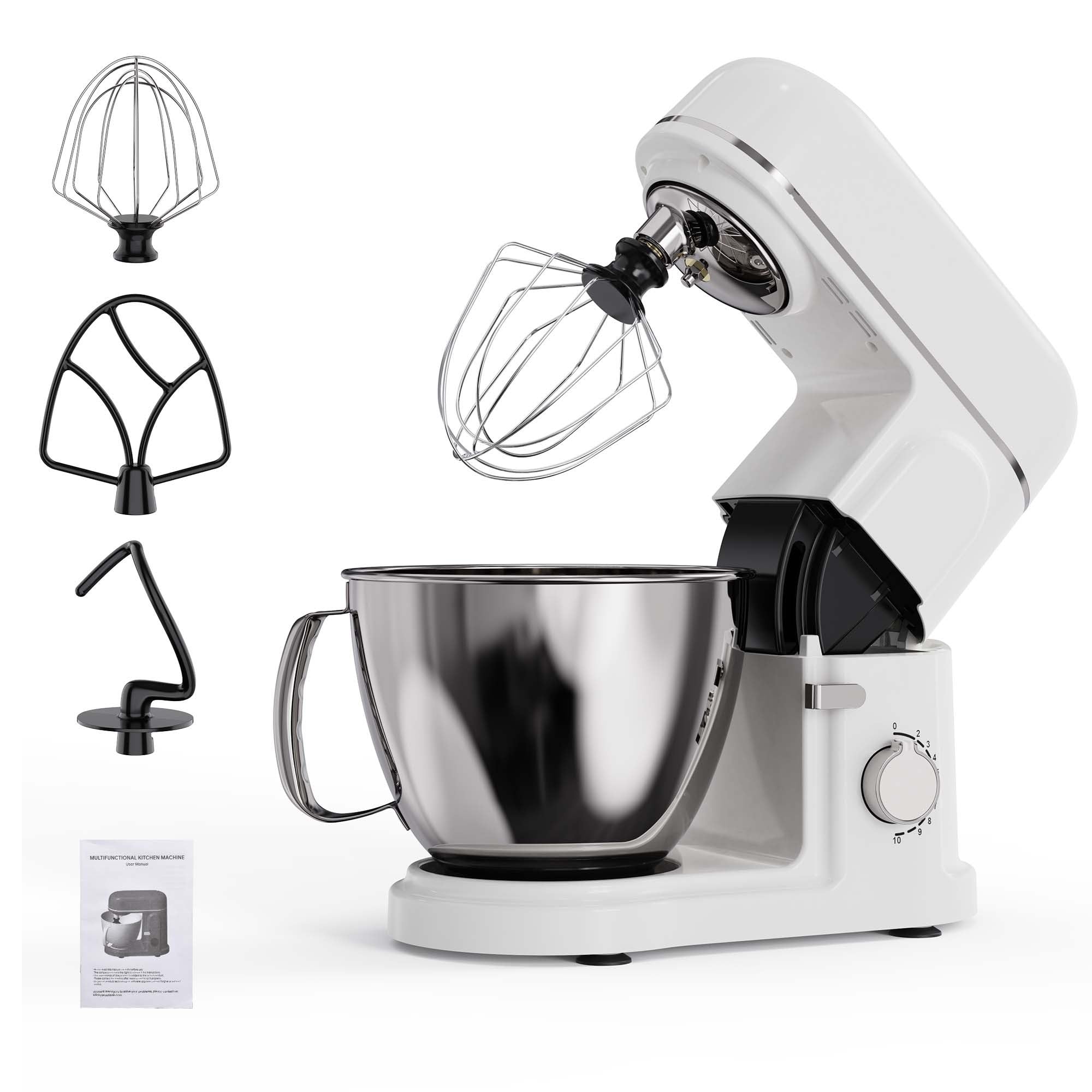 1500W Robot Pâtissier 6 Vitesses Robot Petrin Avec Bols En Acier Inoxydable De 7,5L Robot De Cuisine Avec Batteur, Crochet À Pâte Et Fouet Pour La Cuisson De La Cuisine