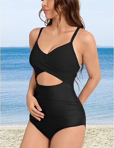 Miniatura 3 de TcIFE Traje de baño de una pieza para mujer, con control de barriga, cintura alta, con lazo en la espalda