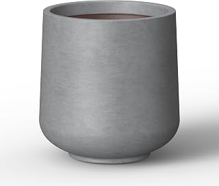 Kante Modern Home Minimalist 13" Dia Pale Gray Concrete Curved Planter
