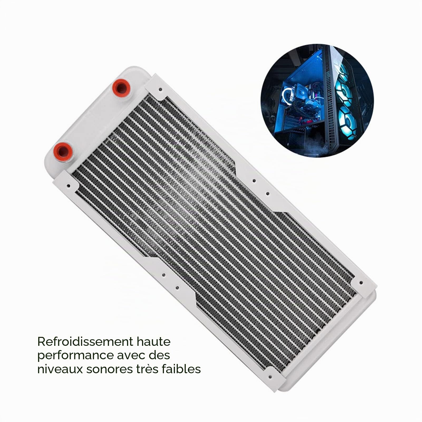 KIMISS Radiateur de Refroidissement par Eau en Aluminium - Dissipateur de Chaleur Blanc pour Ordinateur (240mm)