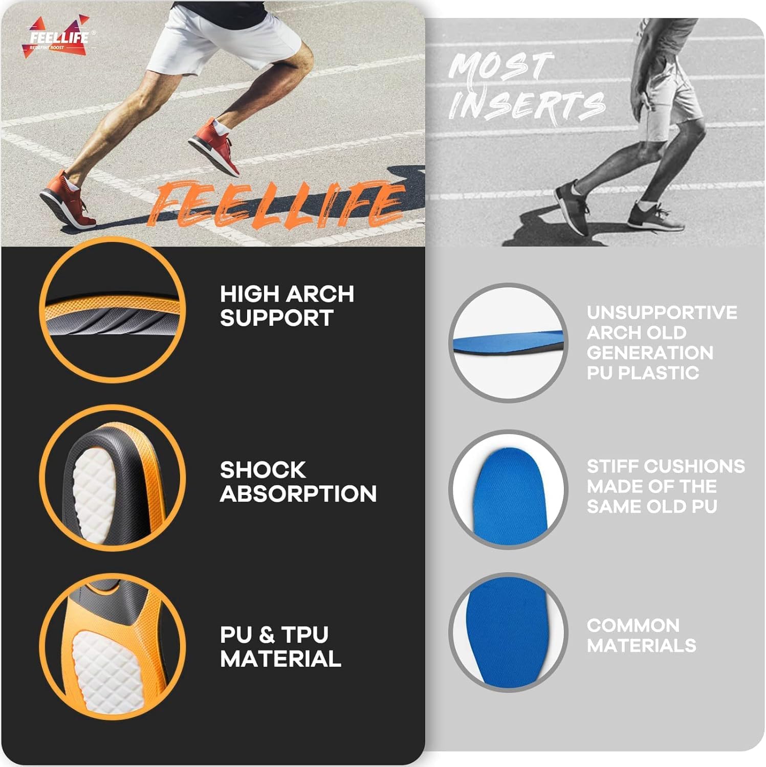 Plantar Fasciitis Relief Shoe Insoles [1-Pair], Arch Support Insoles, Running Athletic Gel Shoe Inserts for Men Women, Orthotic Inserts for Arch Pain [Trim to Fit: Men 8-12/Women 9-13] - Image 3