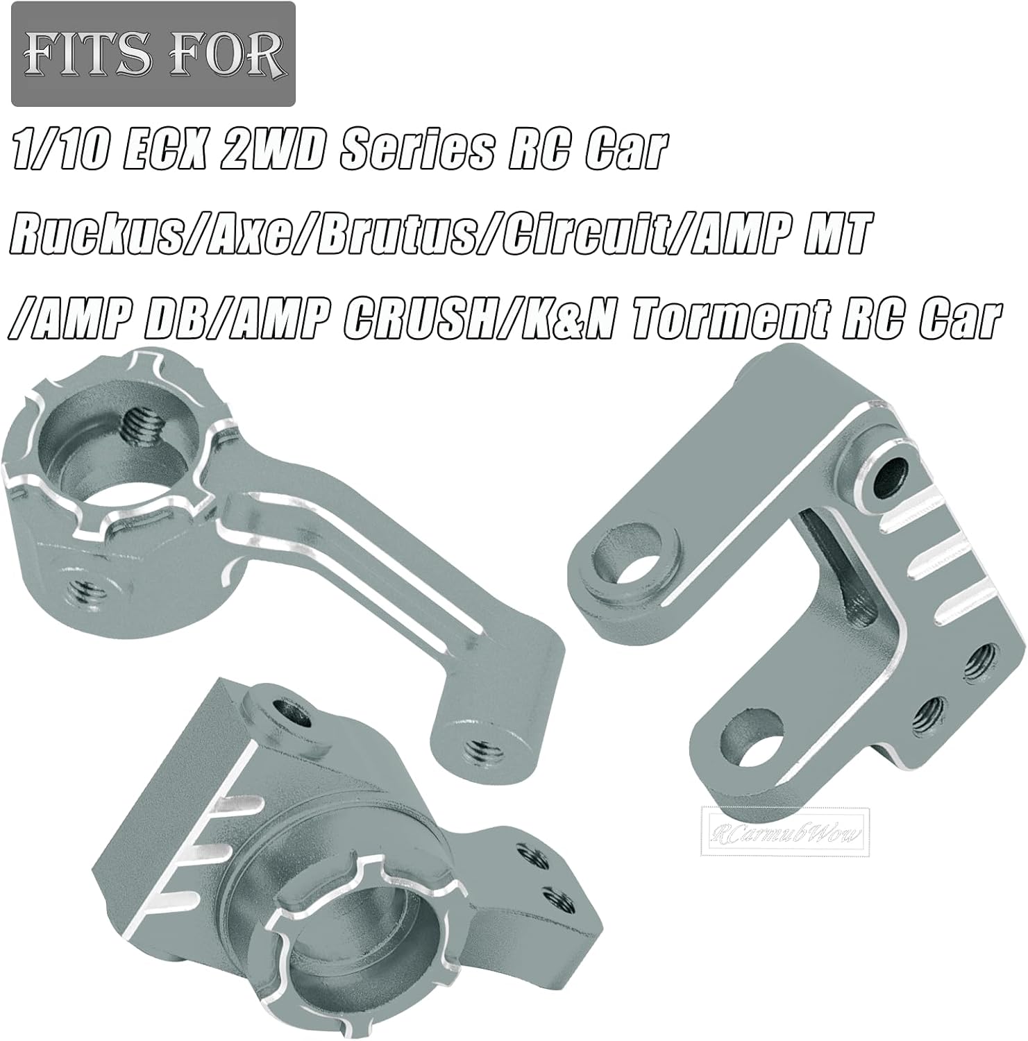 RC Alloy Caster Blocks& Front Steering Block& Rear Stub Axle Carriers Upgrades Part for 1/10 ECX 2WD Series RC Car Ruckus/Axe/Brutus/Circuit/AMP MT/AMP DB/AMP Crush/Torment,Titanium
