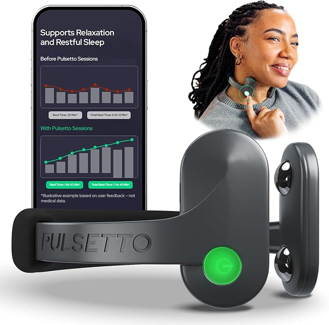 Pulsetto Wellness Wearable with Vagus Nerve Support – Patented Neuro Technology for Relaxation, Stress Balance, Focus, and Restful Sleep