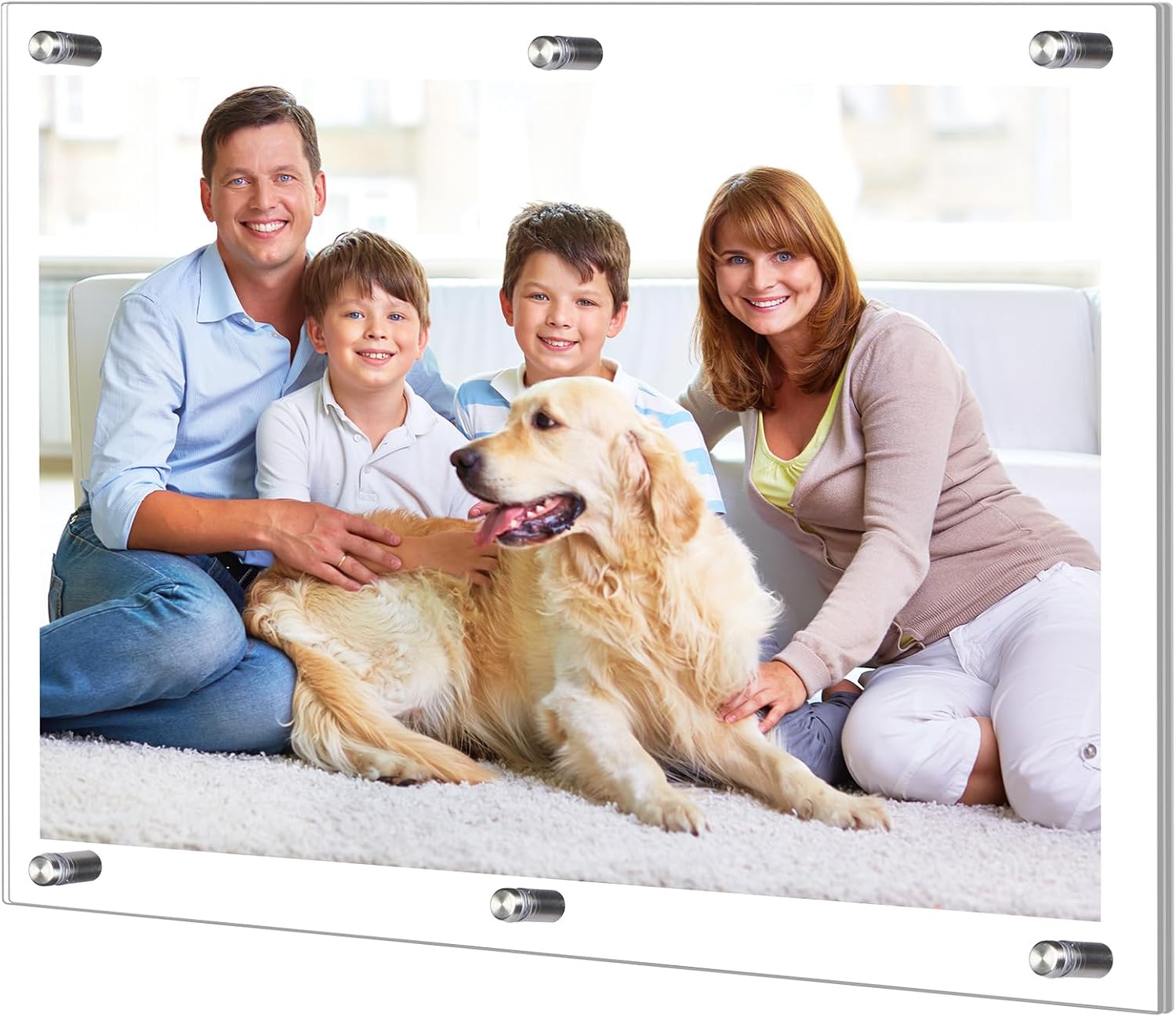 1 Pack Extra Large Frameless Floating Acrylic Frame Wall Mount Magnetic Acrylic Picture Frames with Chrome Standoffs Double Panel Floating Frame for Photo Poster Display (24 x 36 Inch) 1 24 x 36 Inch