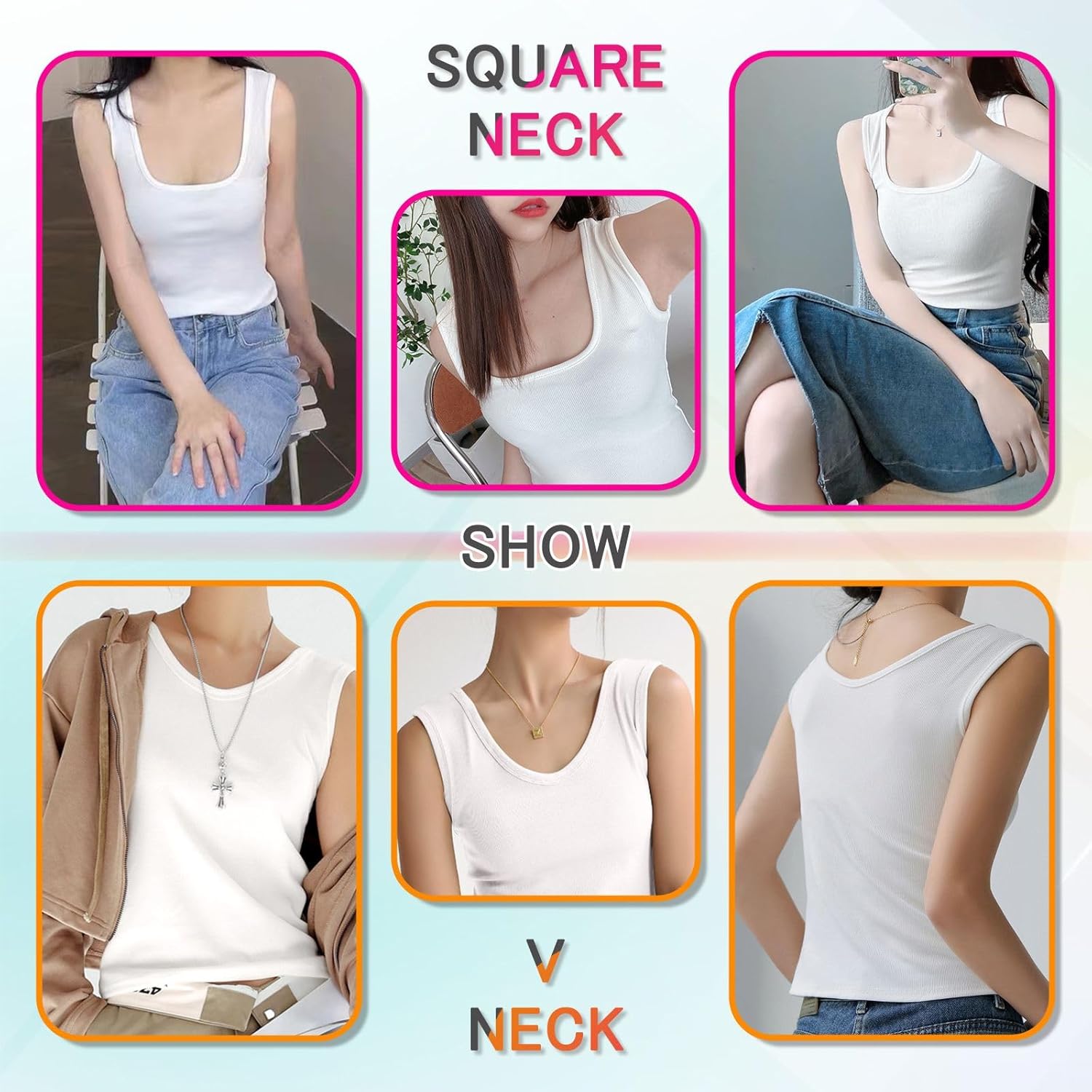 Ribbed Tank Tops for Women Square Neck & V Neck Reversible 2025 Summer Sleeveless Sexy Camisole Going Out Tops - Image 6