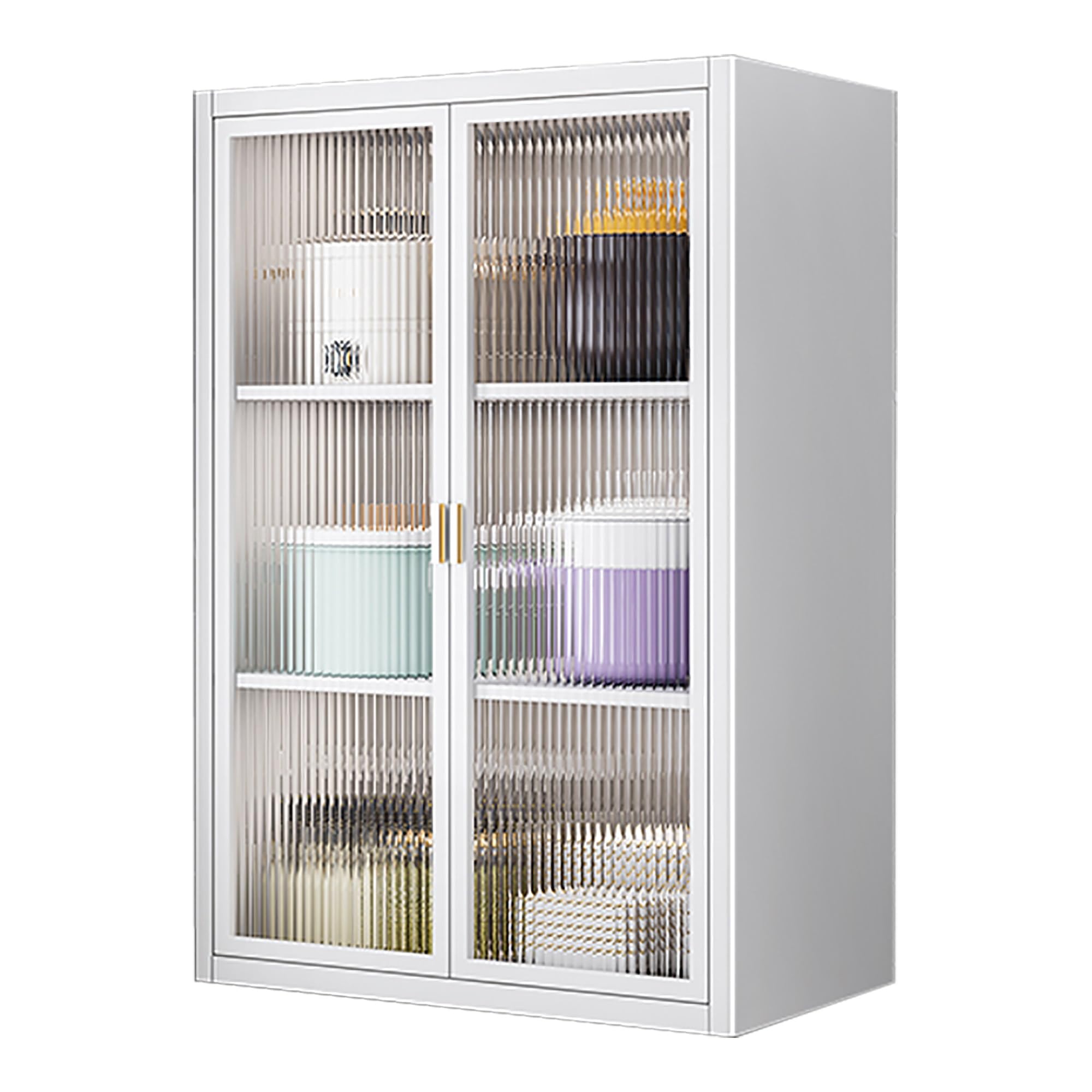 Armadietto da parete moderno di metà secolo a due ante, versatile armadio Mcine & Se, per bagno, lavanderia, soggiorno, sopra il WC, bianco, 60 x 26 x 70 cm