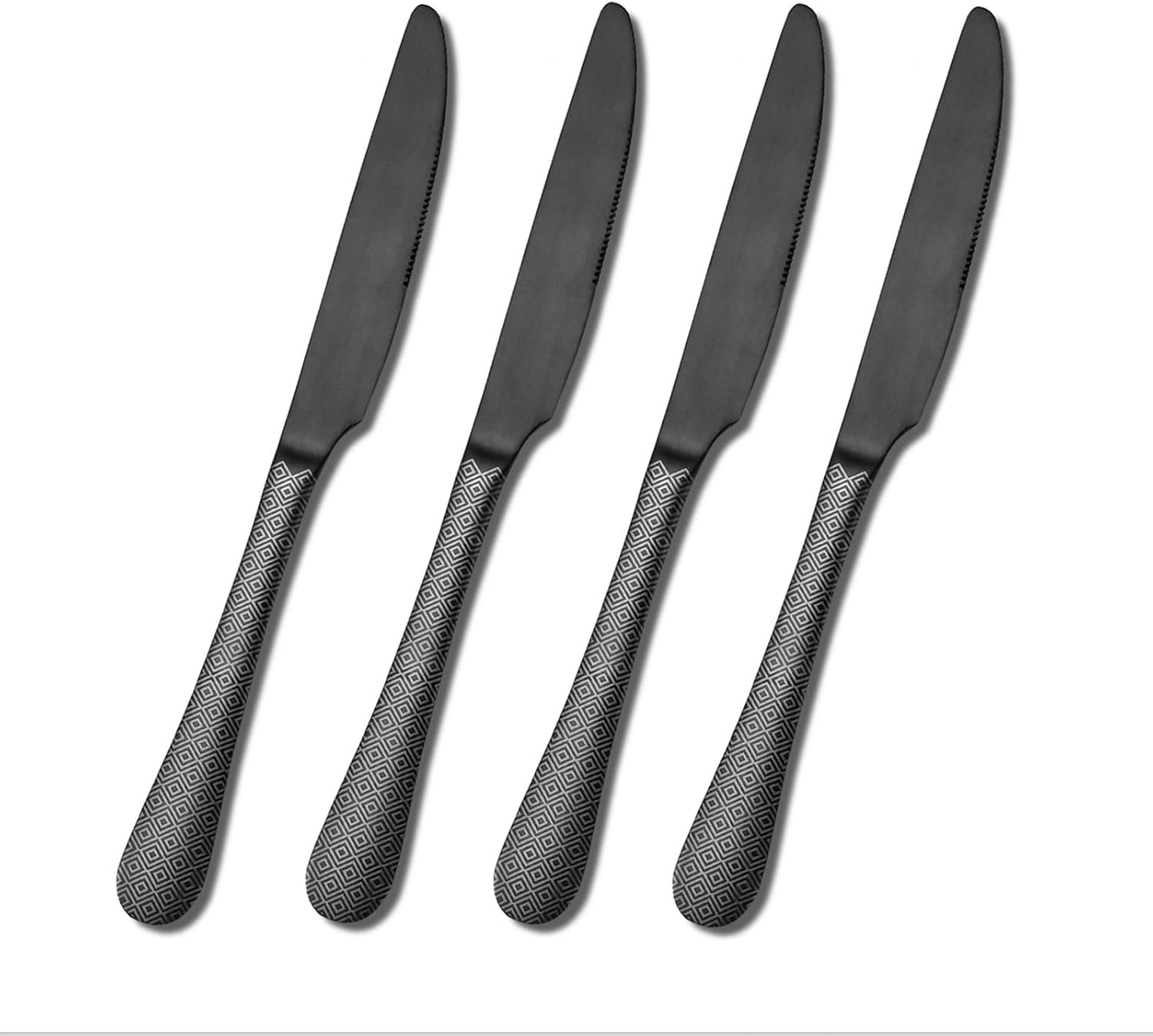 Matte Black Stainless Steel Dinner Knife with Round Edge