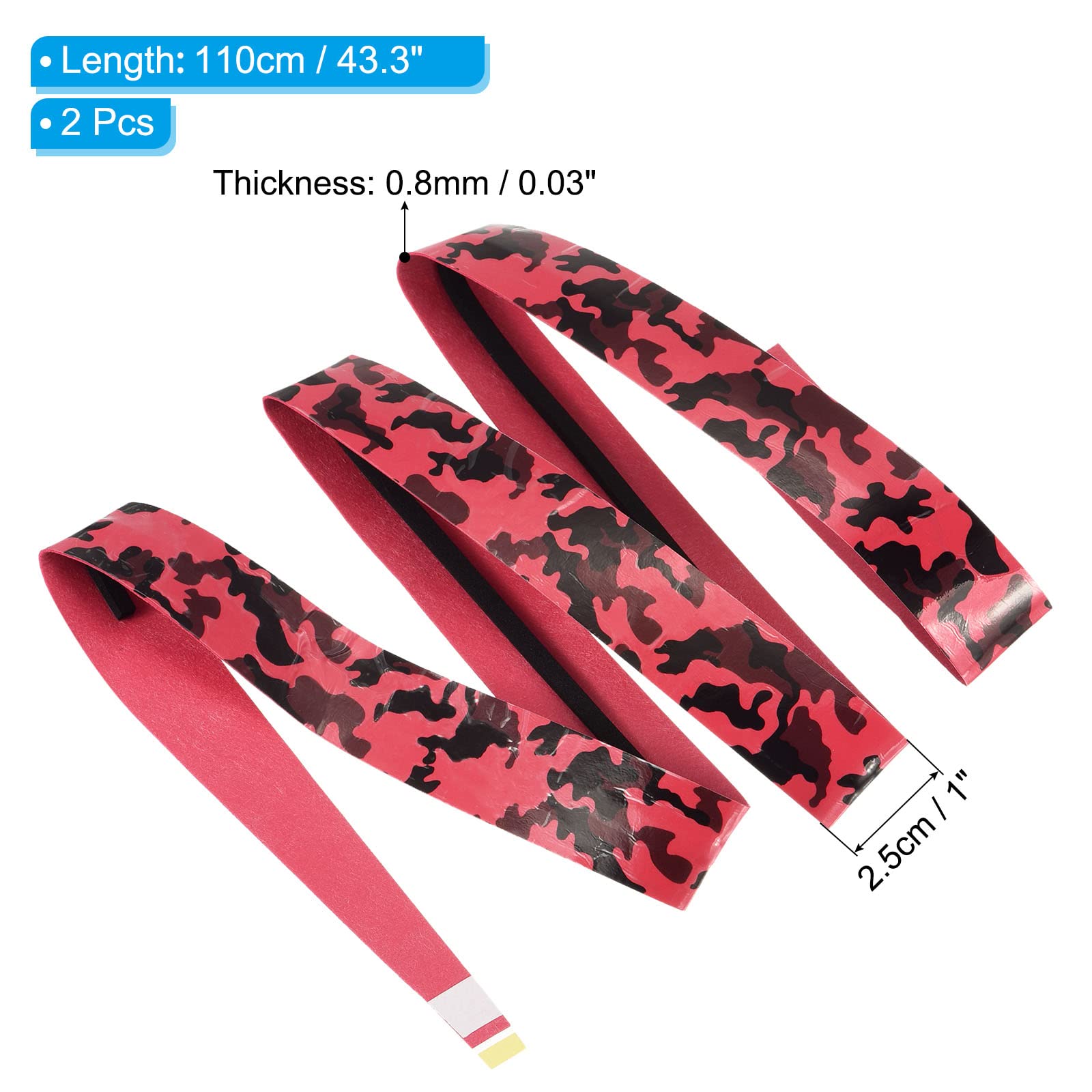 PATIKIL Racket Overgrip with Damping Ridges, 2 Pack PU Grip Tape Non-Slip Absorbent Camo Pattern for Tennis Badminton Fishing Rod, Red
