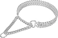 Vista 8 de Collar de cadena de oro para perro, acero inoxidable, oro de 18 quilates, ajustable, eslabones cubanos de metal a prueba de mordidas, cadena