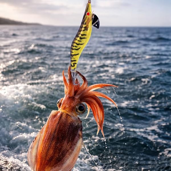 AKAMI Zebra Stripe Squid Jig – Totanara Eging per Seppie e Calamari | Azione Naturale, Alta Attrattività, Massima Cattura - 3