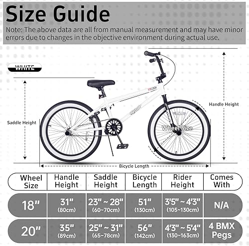 Miniatura 7 de Bicicletas BMX Freestyle de 18 y 20 pulgadas para adolescentes de 6 a 15 años de edad, niños, niñas, principiantes con palanca, varios colores