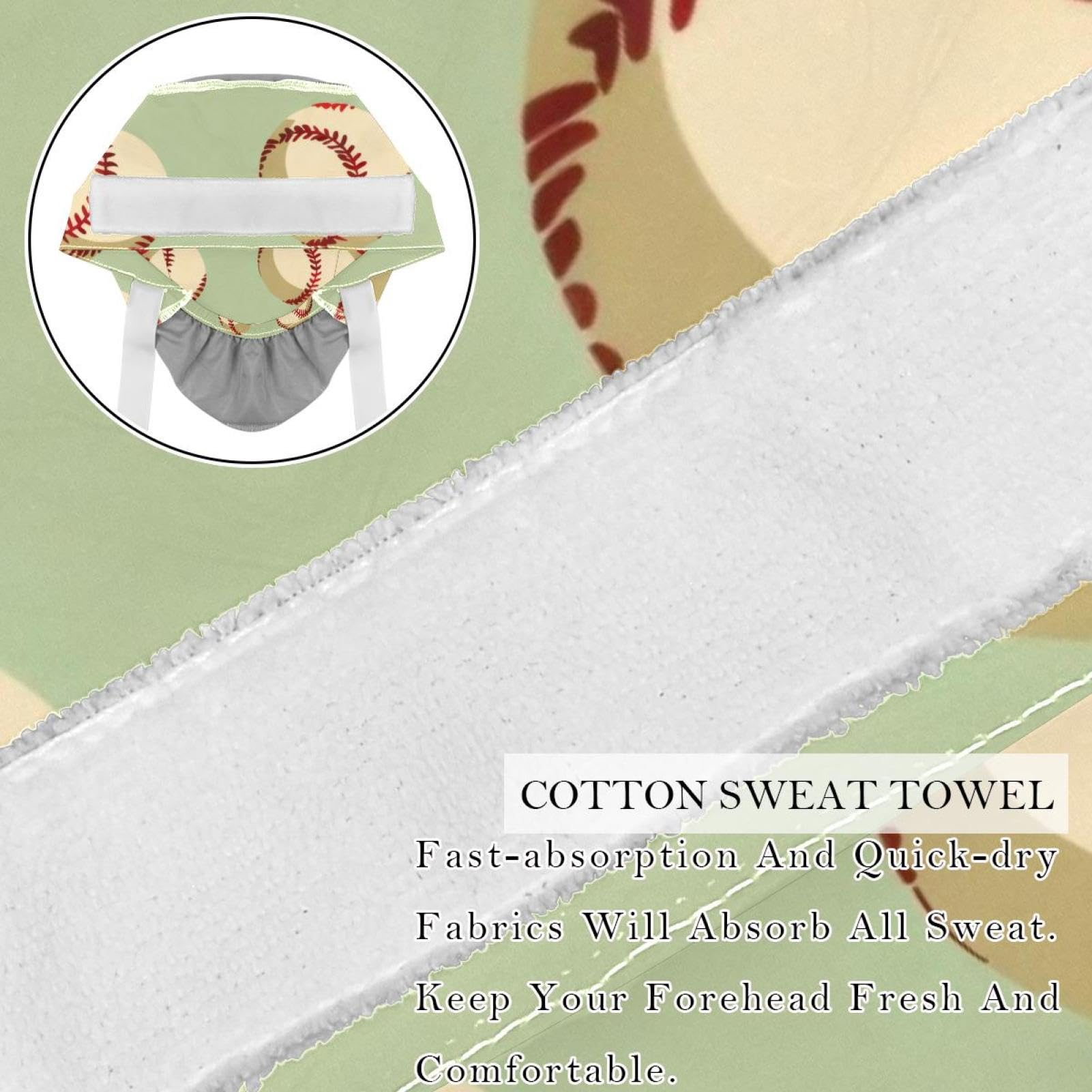 IROLSKDNFH 2 Pcs Working Cap with Buttons Sweatband Cute Baseball Pattern Ribbon Tie Back Bouffant Hats