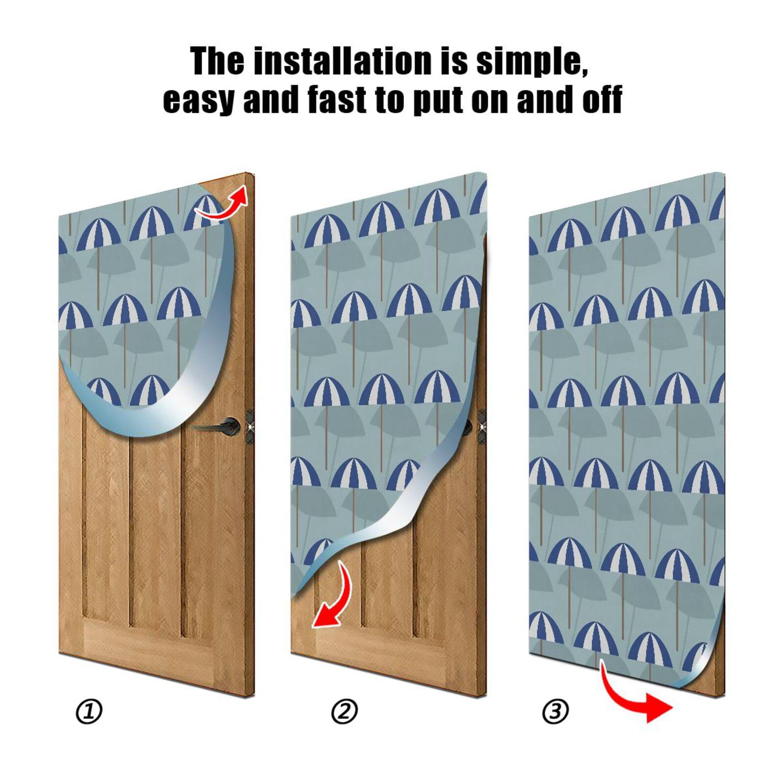 FLildon Blue Umbrellas Door Cover Decoration, Party Accessory Porch Decor for Festive Ornament Room Door Covers 35 x 79 Inch