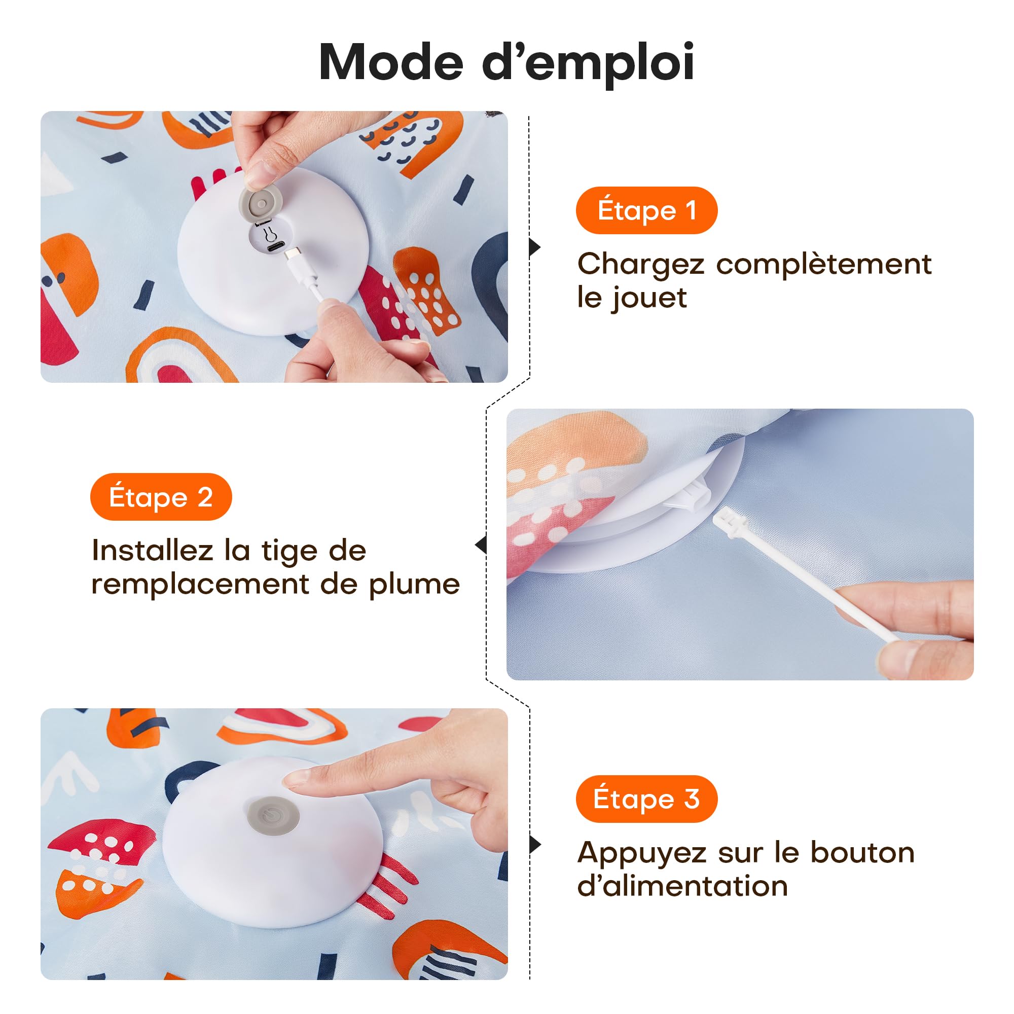 Potaroma Jouet Chat Interactif avec Plumes, Cache-Cache et Chasse, Jouet Automatique pour Chaton & Chat Adulte, Rechargeable USB, Couineur de Souris, Jouet Électronique d'Intérieur Housse Florale