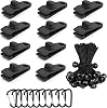 Set of 10 Tarp Clips Heavy Duty Lock Grip Tent Clips Clamps with Thumb Screw and Bungee Ball Cords + Carabiner for Fixing Tarps, Awnings, Tarpaulin, Outdoor Camping, Caravan Canopies
