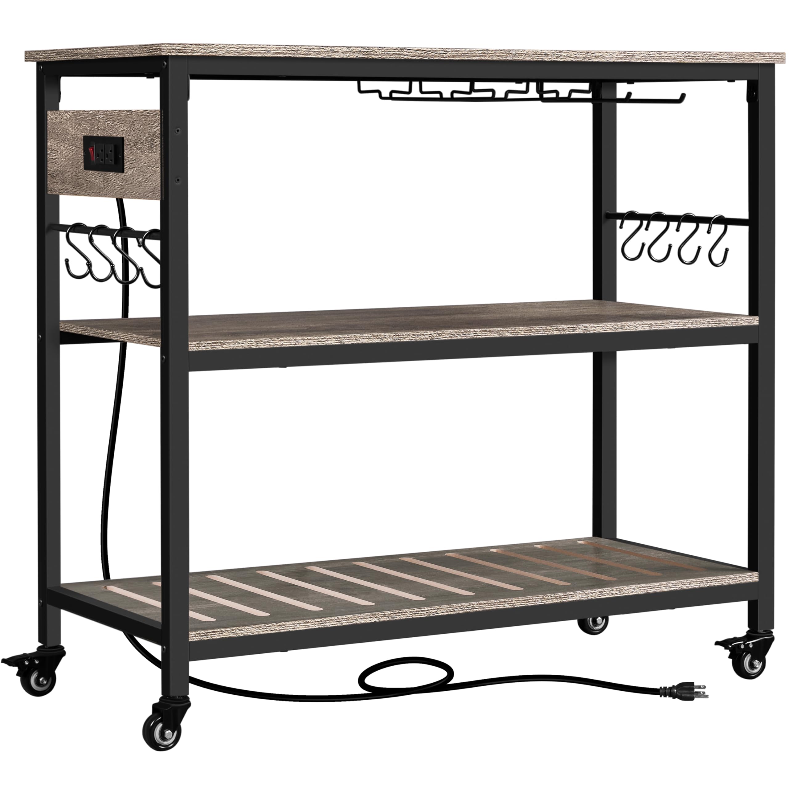 Yaheetech Kitchen Island Cart with Power Outlet