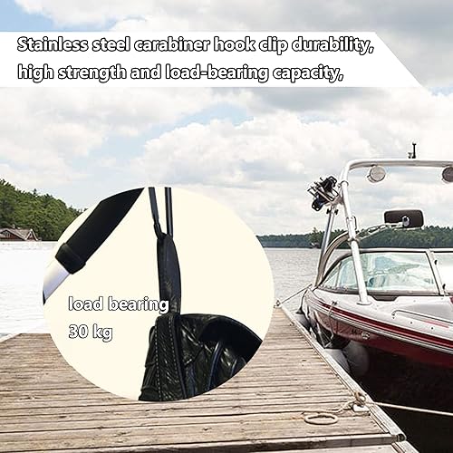 Miniatura 4 de Gancho para bolsa de riel de barco, correas de seguridad ajustables con práctica hebilla de liberación rápida, mosquetón de acero inoxidable para
