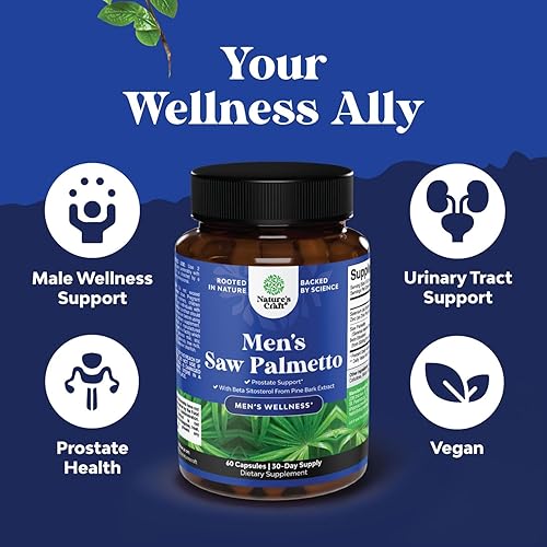 Miniatura 3 de Saw Palmetto para hombres con beta sitosterol  Extracto de palma enana americana Suplemento de apoyo de próstata para la salud de los hombres y un