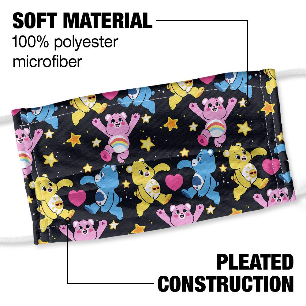Popfunk Care Bears Funshine, Grumpy and Cheer 1-Ply Reusable Face Mask Covering with Adjustable Nose Wire, Unisex