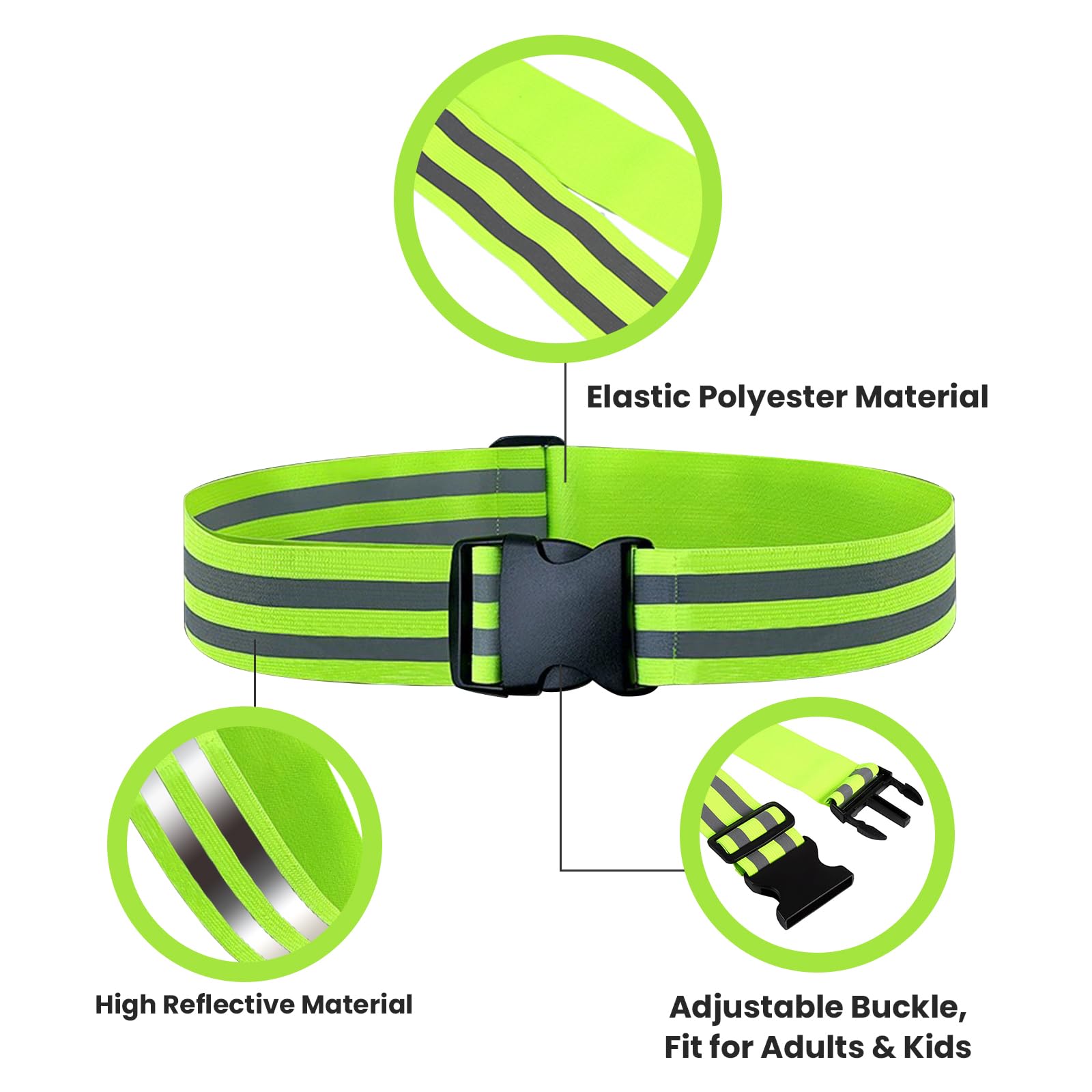 Ceinture Réfléchissante 360° Avec Poche Zippée – Élastique, Haute Visibilité, Pour Course, Vélo, Randonnée, Nuit