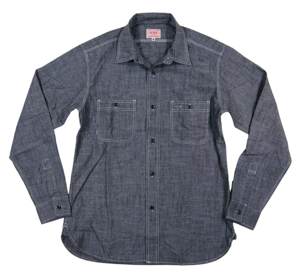 Amazon | [ビッグマイク] 復刻 マチ付 長袖 シャンブレーシャツ