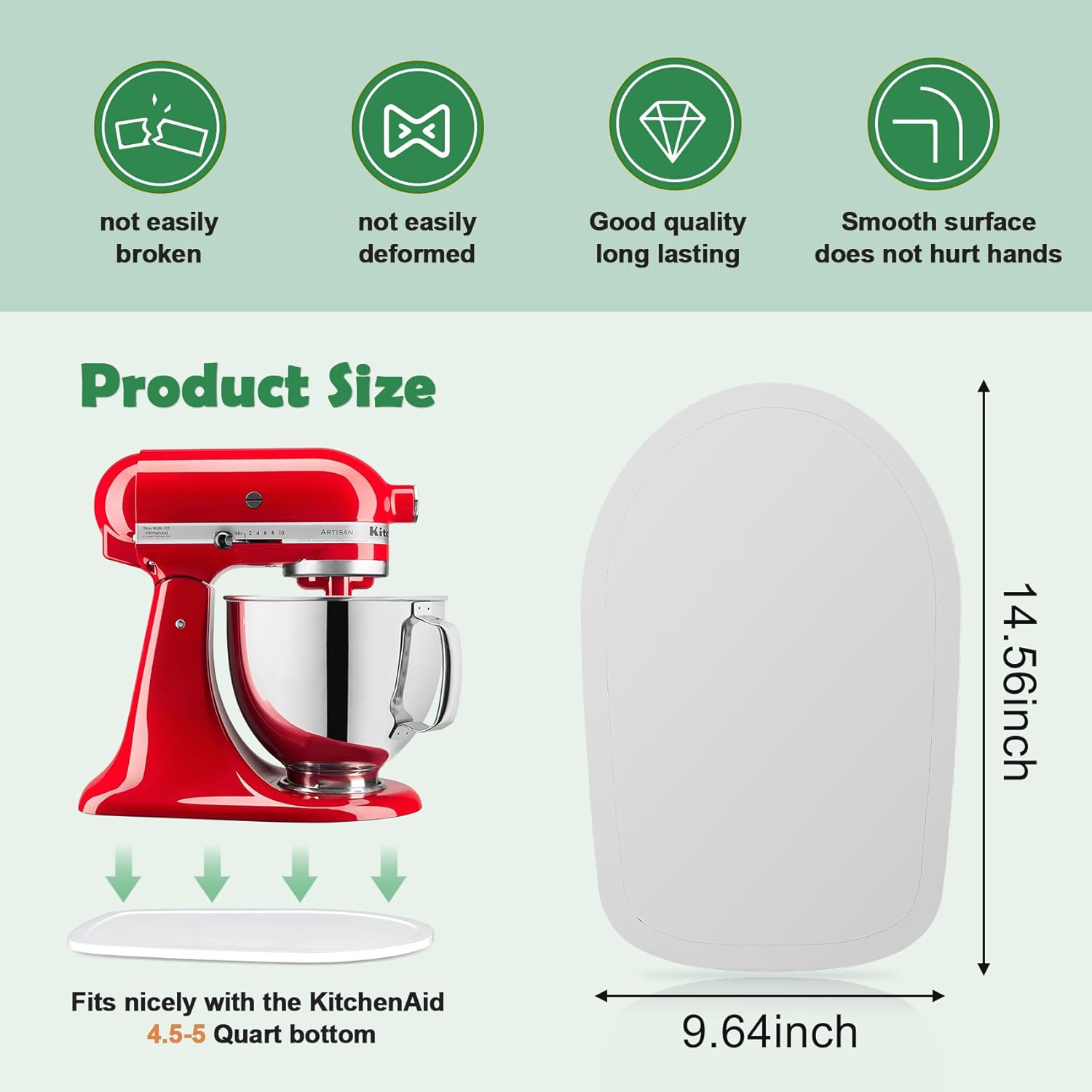 Compatible with Kitchen aid 4.5-5 Qt Bamboo Mixer Slider - Appliance Slider for Tilt Head Kitchen aid Stand Mixer Artisan, Countertop Storage Mover Sliding Tray Accessories Attachments-white